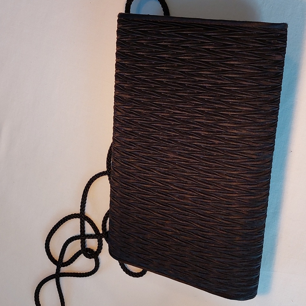 Vintage Carla Marchi Black Evening Clutch Bag with Cord Strap EUC - Picture 9 of 11
